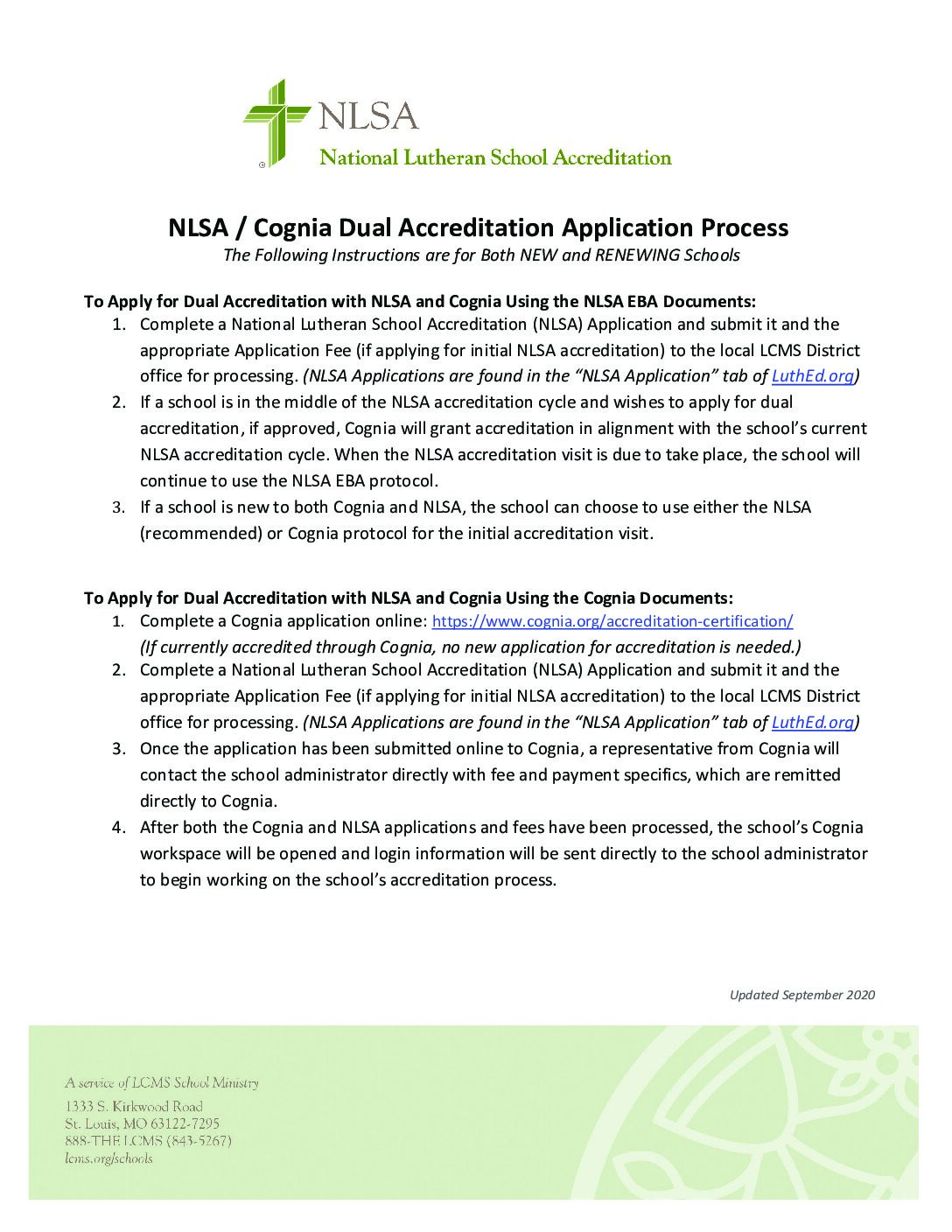 NLSA Cognia Dual Accreditation Process 9 2020 LuthEd